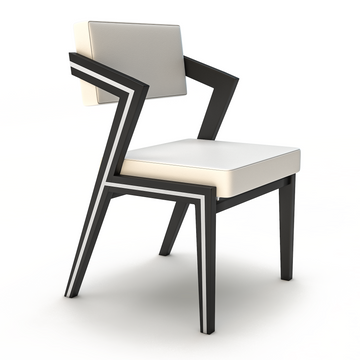 Modern black and white zigzag Vernazza Exclusive Dining Chair with cream cushions