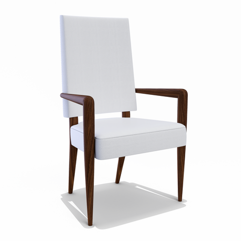 Athamas Walnut Wood White Dining Chair (High Back)