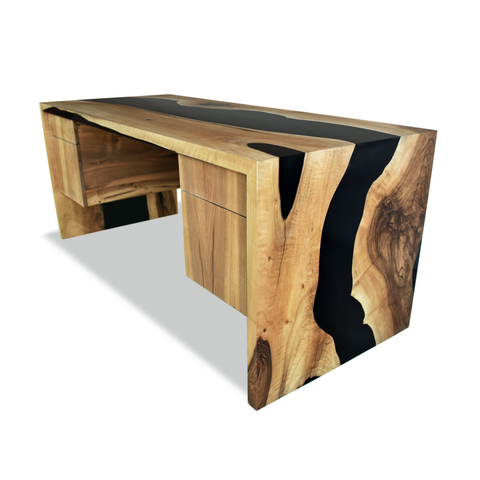 Black Waterfall Walnut Wood Desk