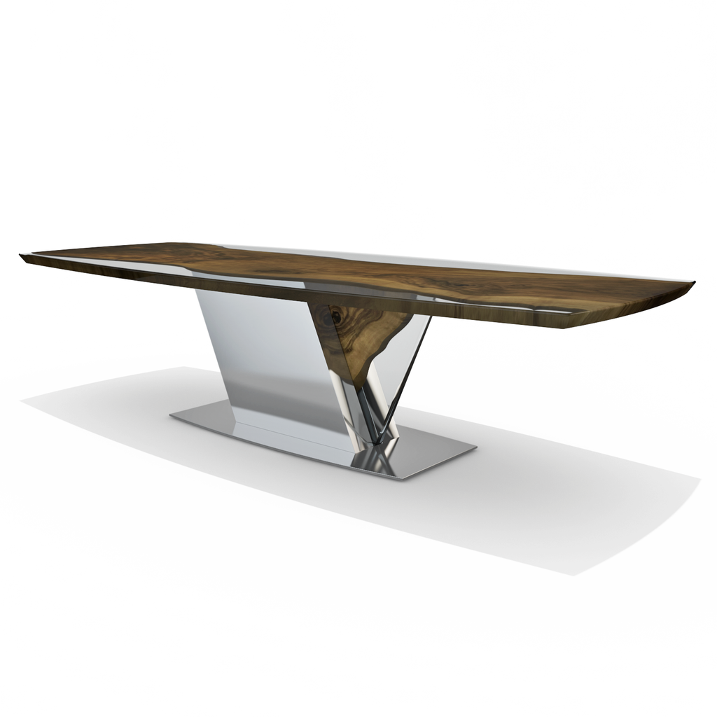 Evandros Walnut Dining Table, walnut dining table, resin dining table, luxury dining table, modern dining table, contemporary dining table