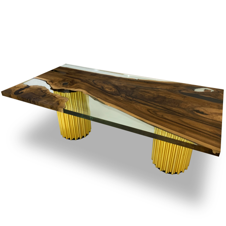 Evohe Walnut Wood Rectangular Dining Table