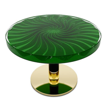 green ballerina coffee table, resin coffee table, round coffee table, living room furniture, modern coffee table, contemporary coffee table