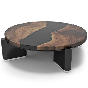 piave walnut wood black coffee table, walnut wood coffee table, resin coffee table, black coffee table, modern coffee table, contemporary coffee table, stylish coffee table, luxury coffee table