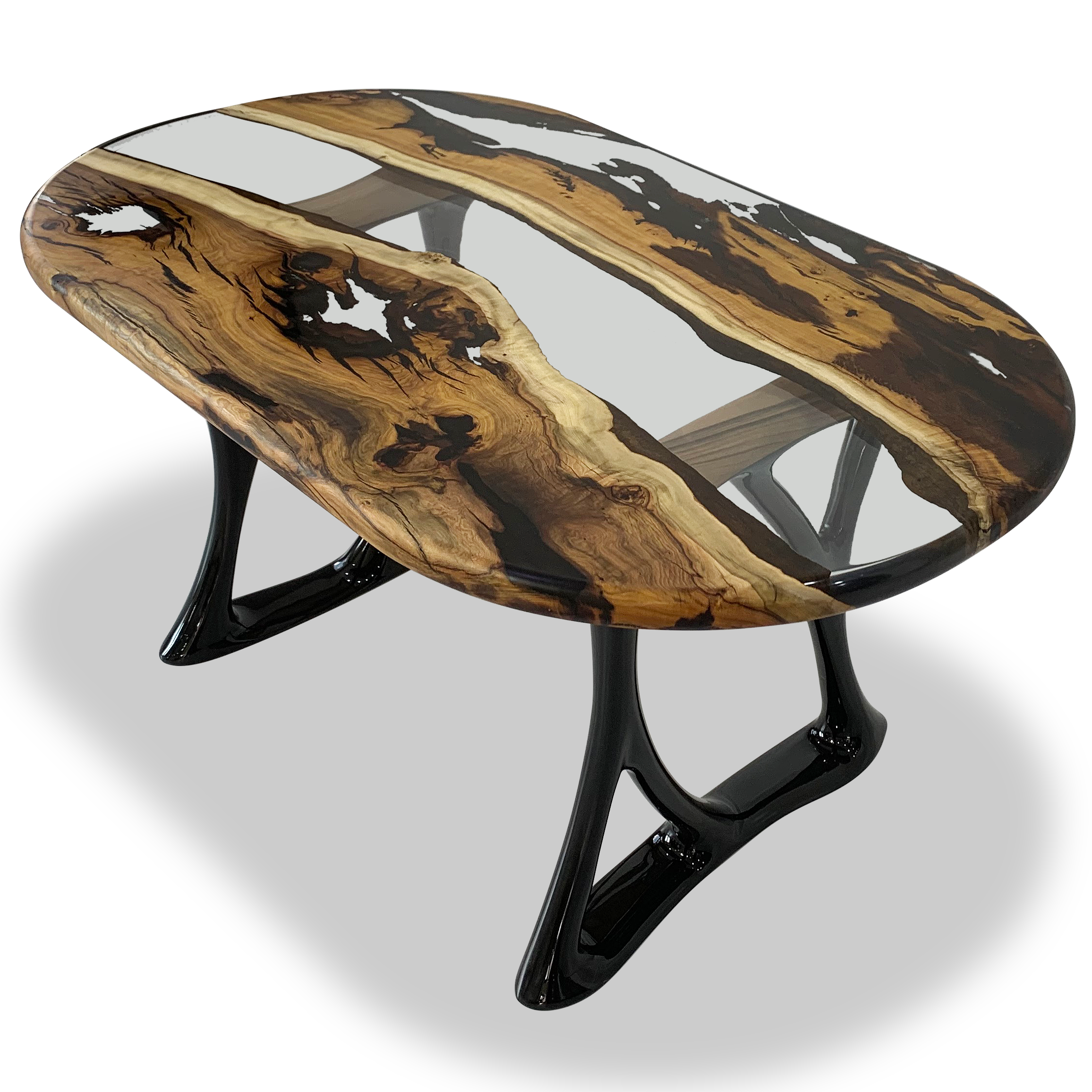 Pheraea Walnut Wood River Oval Dining Table