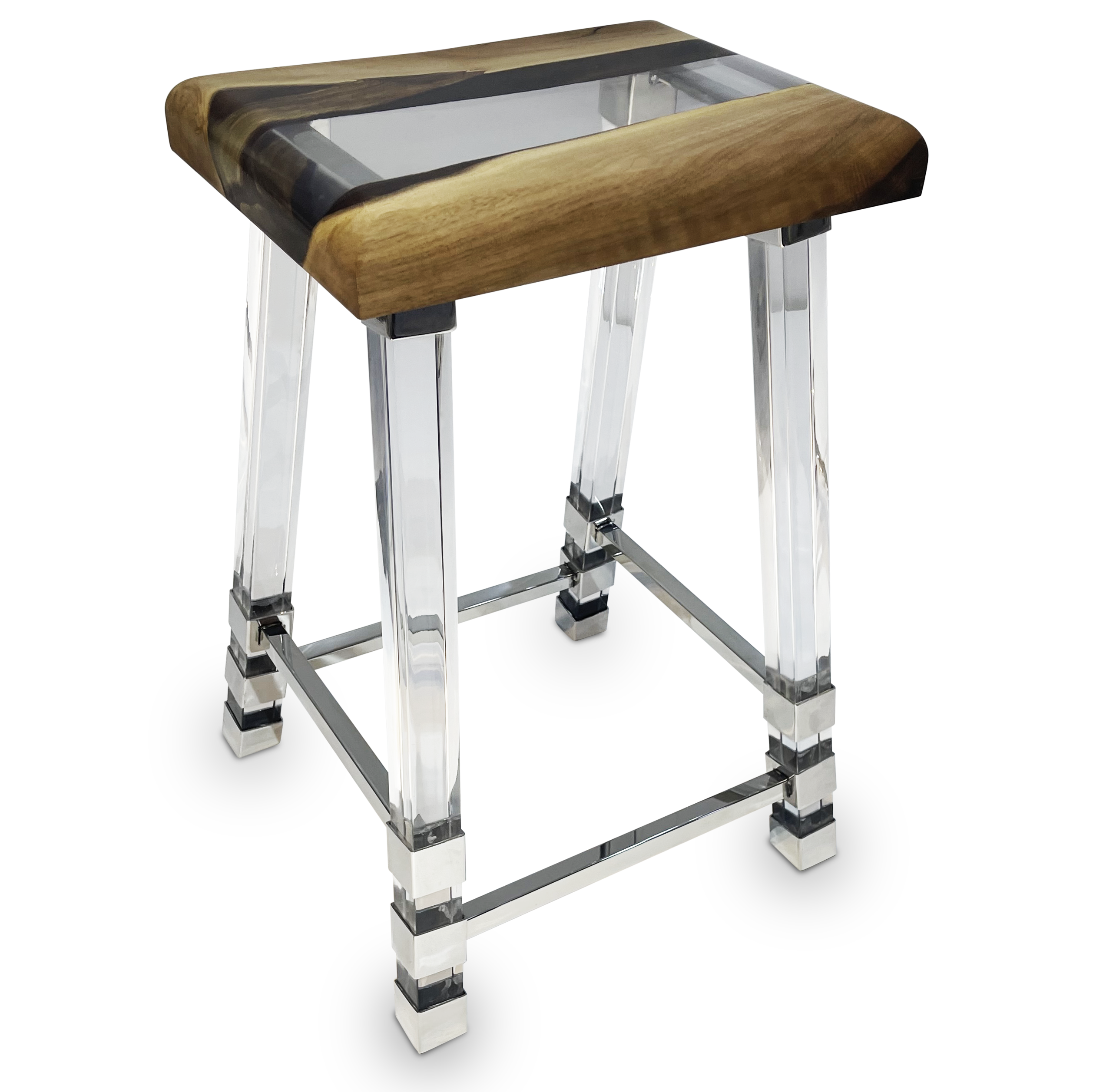 Rhytia Walnut Wood Counter Stool