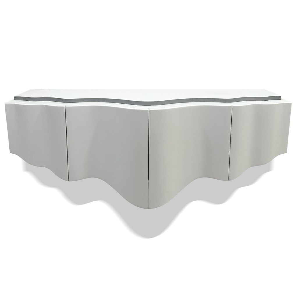 white la donna floating wall console, wall console, modern wall console, white wall console, wood wall console, lacquered wood wall console, floating wall console